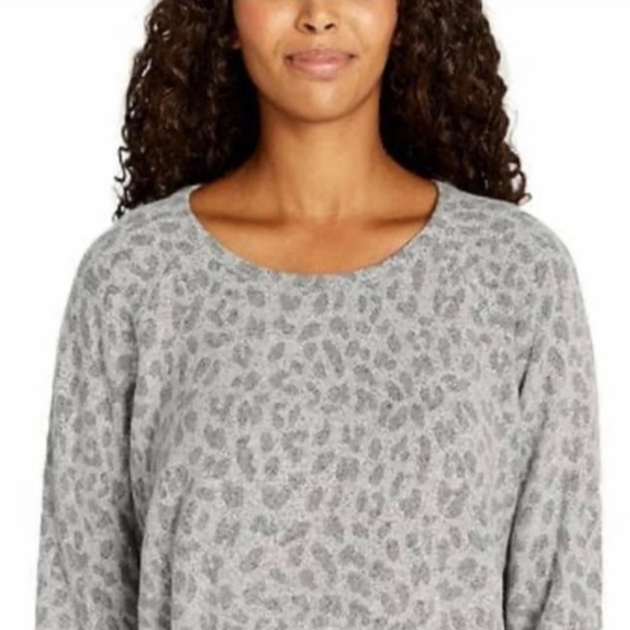 Buffalo David Bitton Leopard Print Plush Knit Sweatshirt Women's Size Large - Picture 7 of 8